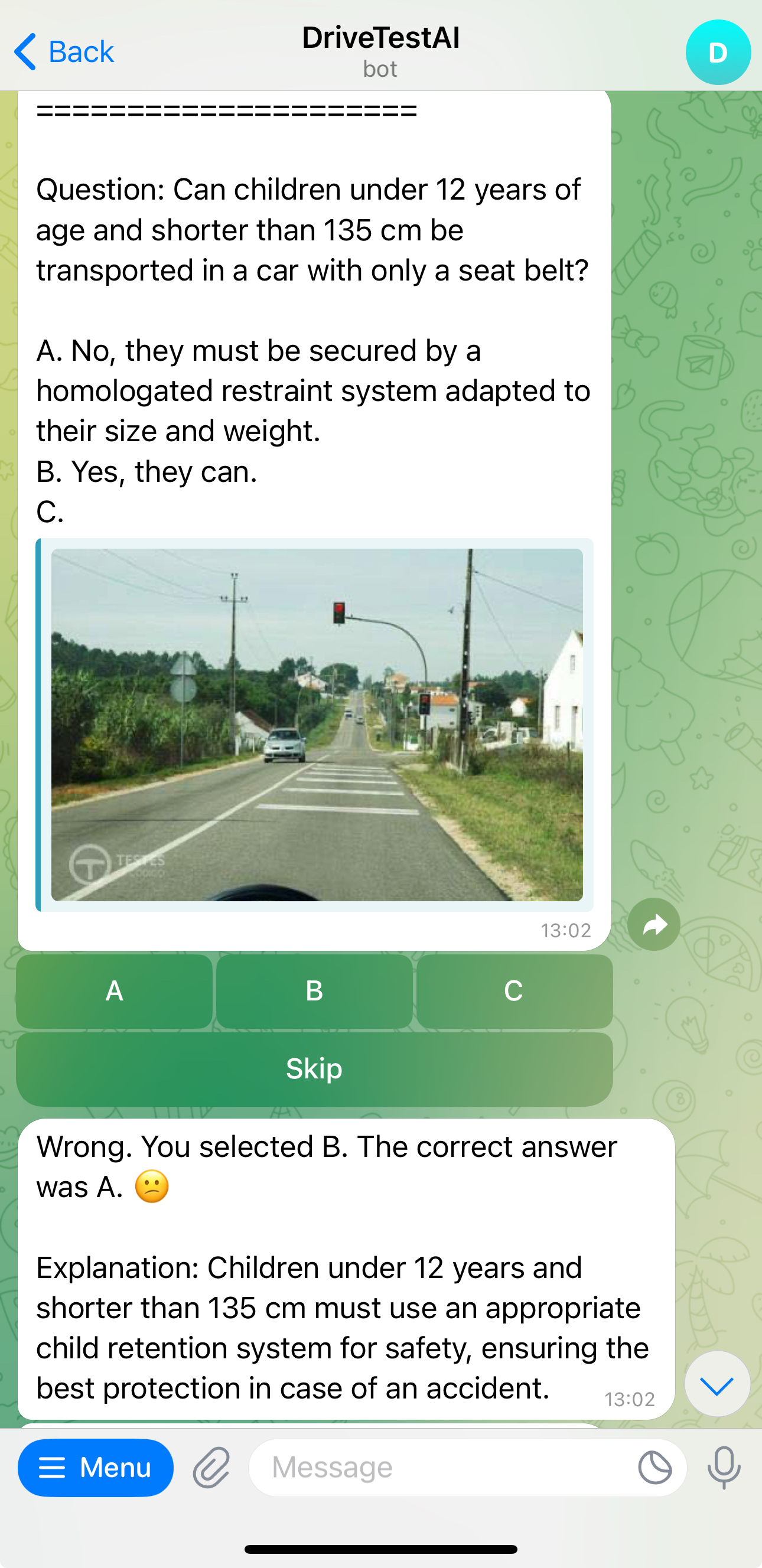 DriveTestAI Bot Screenshot